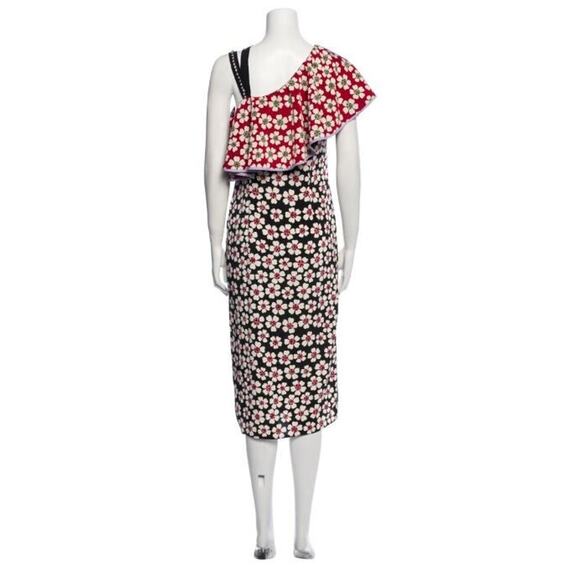 Marianna Senchina Sz S Avant Garde One Shoulder Floral Ruffle Dress Bling Strap - Picture 6 of 12